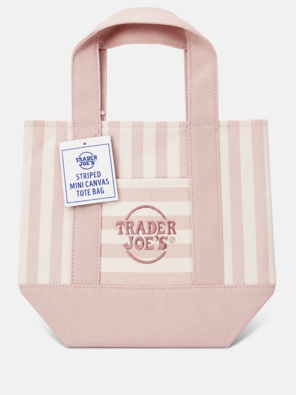 Trader Joe's Pink Striped Mini Canvas Tote